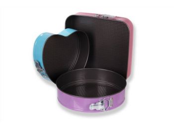 3 részes színes kerek, szögletes és szív alakú tortafo