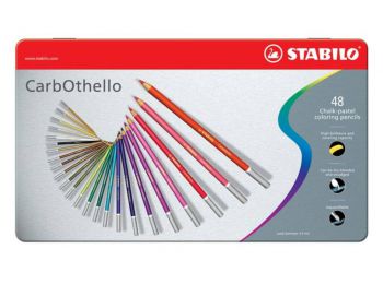 Pasztell ceruza készlet, kerek, fém doboz, STABILO CarbOthello, 48 különböző szín (TST14486)