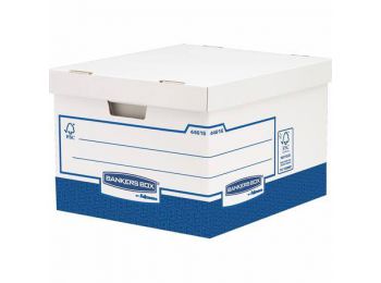 Archiválókonténer, karton, extra erős, nagy, FELLOWES Bankers Box Basic, kék-fehér (IFW44616)