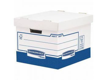 Archiválókonténer, karton, extra erős, nagy, FELLOWES Bankers Box Basic, kék-fehér (IFW44617)