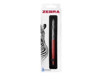 Golyóstoll, 0,24 mm, nyomógombos, ezüst színű klip, pink tolltest, ZEBRA 901, kék (TZ83747)