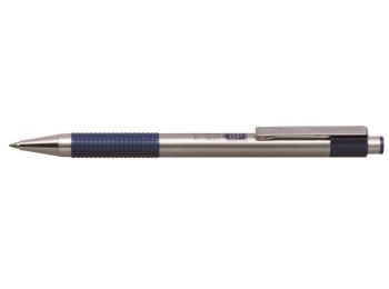 Golyóstoll, 0,24 mm, nyomógombos, rozsdamentes acél, kék tolltest, ZEBRA F301, kék (TZEF301K)