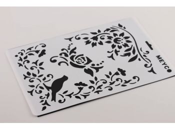 Virágok madárral tortastencil