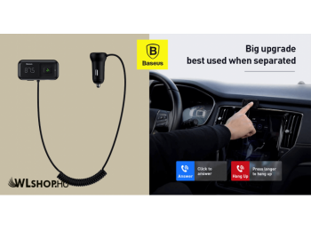 Baseus S-16 Bluetooth-FM Transmitter-MP3 lejátszó-2USB 3,1A autós töltő - Fekete