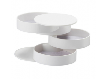 Design ékszertartó doboz, henger, többszintes - fehér