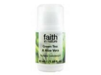 Faith in Nature Sókristály golyós dezodor zöld teával és bio aloe verával (50ml)