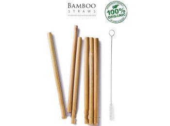 Bambusz Szívószál 6 db / csomag + tisztító kefe