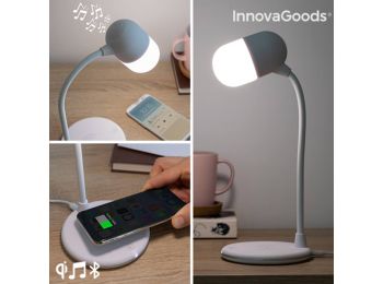 LED-es lámpa hangszóróval és vezeték nélküli töltőv