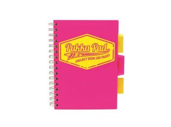 Spirálfüzet, A5, kockás, 100 lap, PUKKA PAD Neon project 