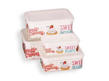 4 részes süti mintás tároló doboz készlet