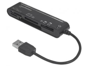 Kártyaolvasó, univerzális, USB csatlakozás, MANHATTAN Mu