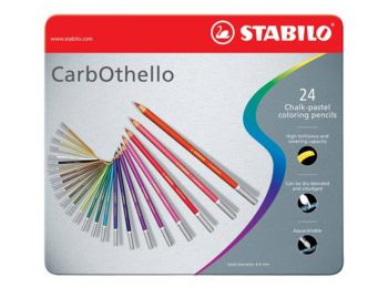 Pasztell ceruza készlet, kerek, fém doboz,  STABILO CarbOthello, 24 különböző szín (TST14246)