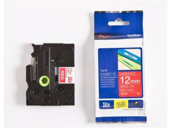 Feliratozógép szalag, 12 mm x 8 m, BROTHER, TZe-435, piros