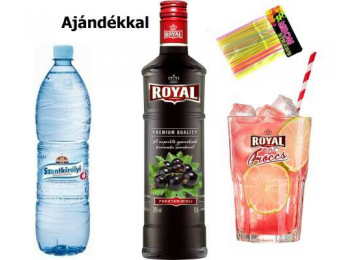 Royal Feketeribizli Fröccs Csomag + Ajándék Royal Fröccs Feliratos Long Drinkes Pohárral és Szívószállal 0,5