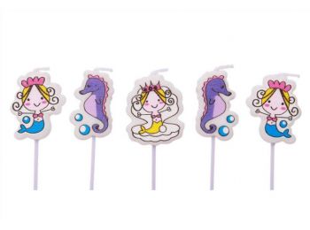 5 részes színes sellő és csikóhal alakú tortagyertya k