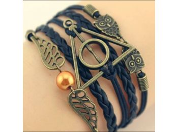 Harry Potter Halál Ereklyéi cikesz, bagoly karkötő - fek