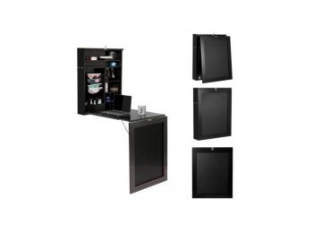 Összecsukható Fali Íróasztal, polccal, fekete