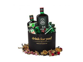 Drink For You feliratos Jagermeister Ajándék csomag fekete díszdobozban