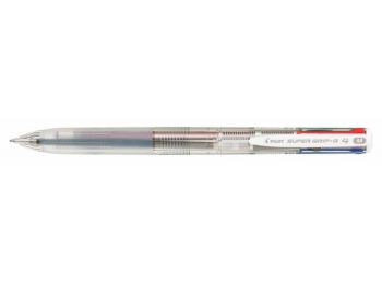 Golyóstoll, 0,27 mm, nyomógombos, négyszínű, PILOT Super Grip G, áttetsző (PSGGNY4)