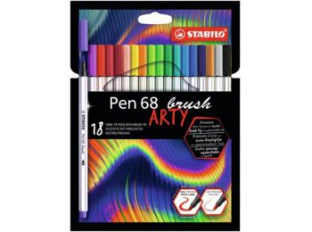 Ecsetirón készlet, STABILO Pen 68 brush ARTY, 18 különböző szín (TST56818)
