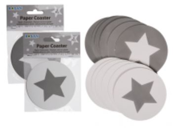 Ezüst csillagos papír poháralátét 2 féle 9,5 cm