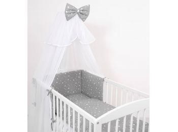 BabyLion Prémium baldachin - Szürke - Fehér csillagos mas