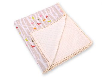 BabyLion Prémium két oldalú Minky takaró - Bézs - Madar