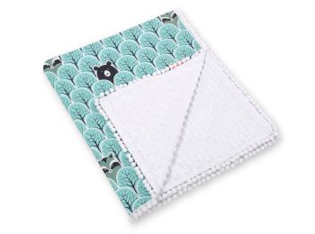 BabyLion Prémium két oldalú Minky takaró - Menta erdő