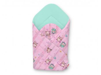 BabyLion Prémium pólya - Menta - Rózsaszín baglyok