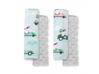 BabyLion Prémium Biztonsági öv védő - Minky - Menta aut