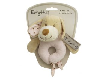 Baby Hug Plüss csörgő - rózsaszín kutya - 15 cm