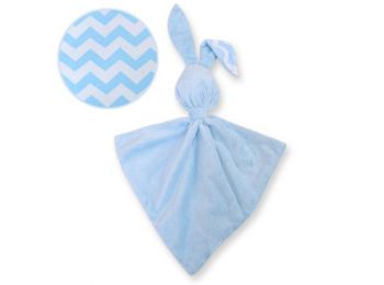 BabyLion Prémium nyuszis szundikendő - Kék cikk-cakkos