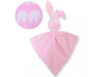 BabyLion Prémium nyuszis szundikendő - Rózsaszín elefán