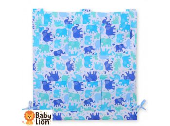 BabyLion Prémium Zsebes tároló kiságyra - Kék elefántok