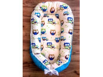 BabyLion Babafészek kifordítható - Kék - Baglyok