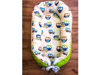 BabyLion Babafészek kifordítható - Zöld - Baglyok