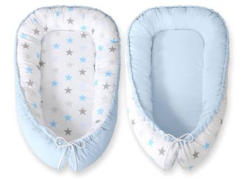 BabyLion Prémium babafészek - Kifordítható! - Kék csill