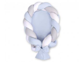 Fonott babafészek és rácsvédő - 2in1 - fehér-szürke-k