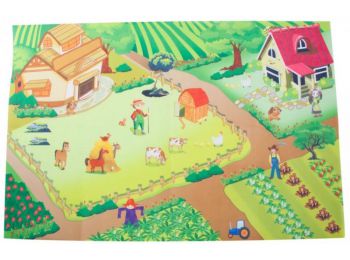 Sun Baby játszószőnyeg autókkal - Farm (120*80cm)