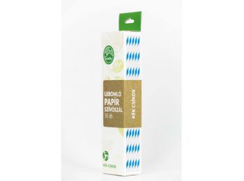 4 rétegű papír szívószál - kék csíkos, 35 db/csomag