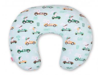 BabyLion Prémium Etető párna - Menta autós nyuszik