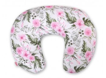 BabyLion Prémium Etető párna - Rózsaszín virágok