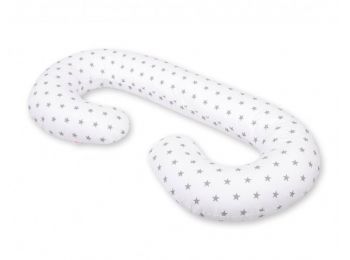 BabyLion Prémium XXL Ölelő párna - Fehér - Szürke csil