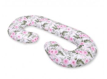 BabyLion Prémium XXL Ölelő párna - Rózsaszín virágok