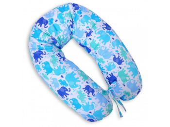 BabyLion Prémium XXL szoptatós párna - Kék Elefántos