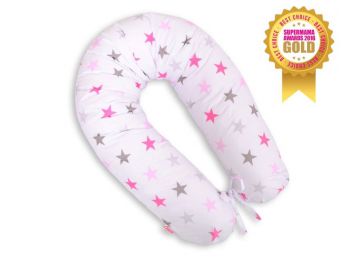 BabyLion Prémium XXL szoptatós párna - Rózsaszín csillagok