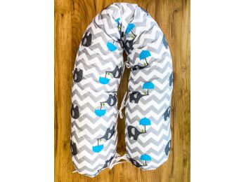 BabyLion Szoptatós párna - Elefántok - kék ernyővel