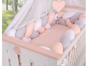 BabyLion Prémium Fonott rácsvédő XXL - Barack-Fehér-Sz�