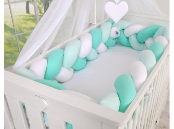 BabyLion Prémium Fonott rácsvédő XXL - Menta-fehér-ment