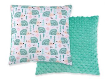 BabyLion Prémium Két oldalas Minky párna - Menta sünik